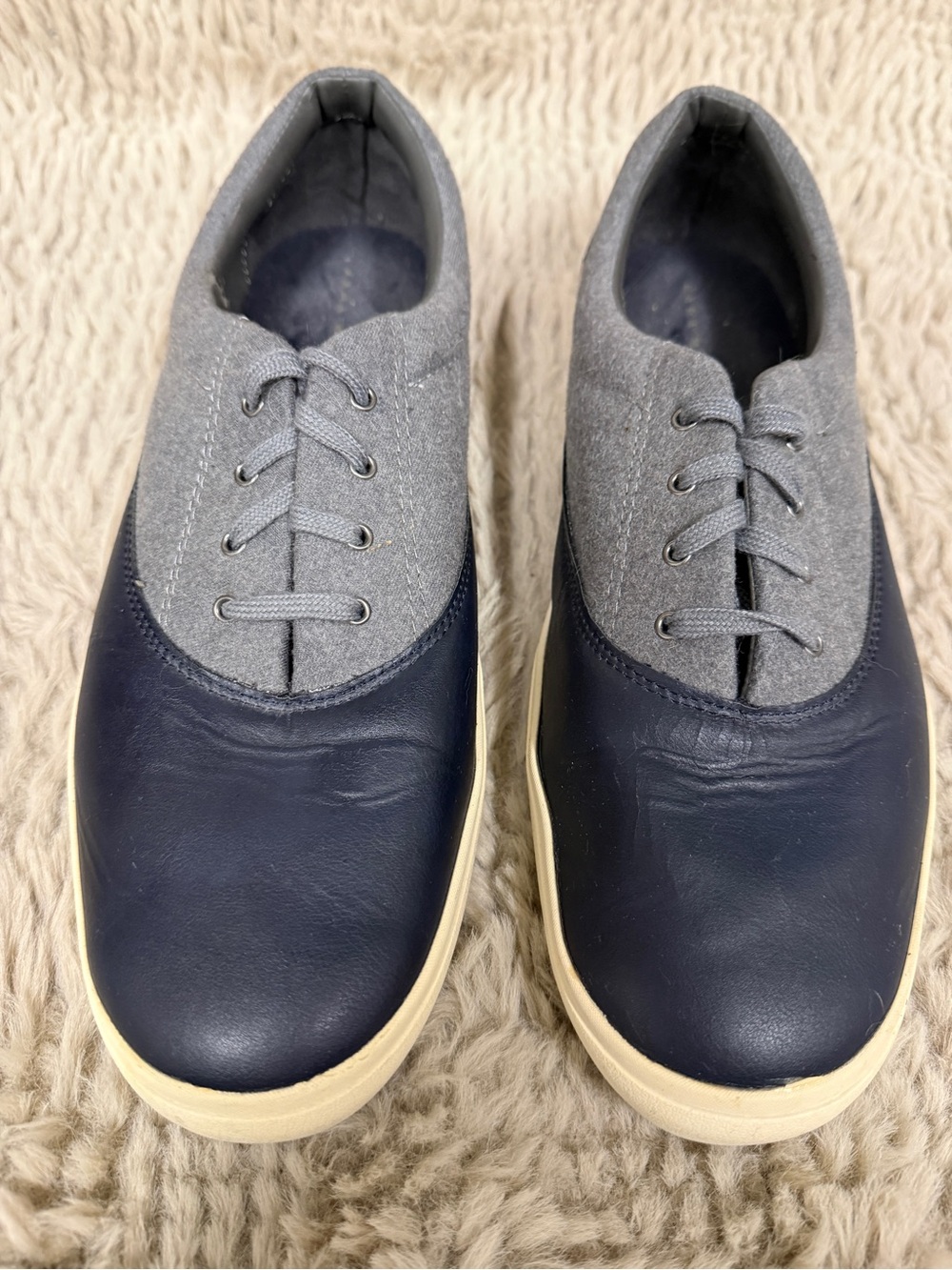 Zara Navy and Gray Low-Top Lace-Up Sneakers